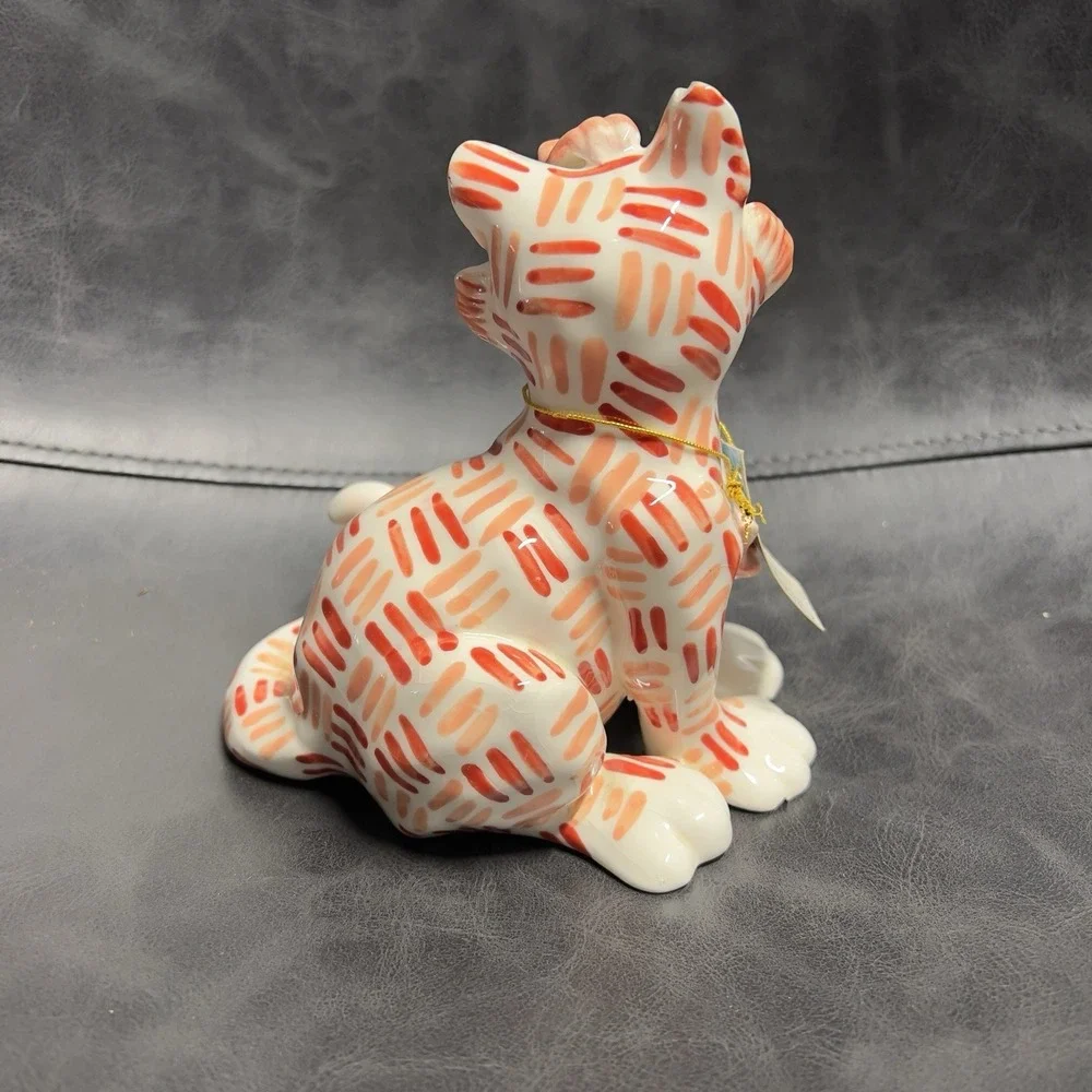 2004‎ Whimsiclay Cat By Amy Lacombe #86166 MAMBO Coral Orange Stripes
